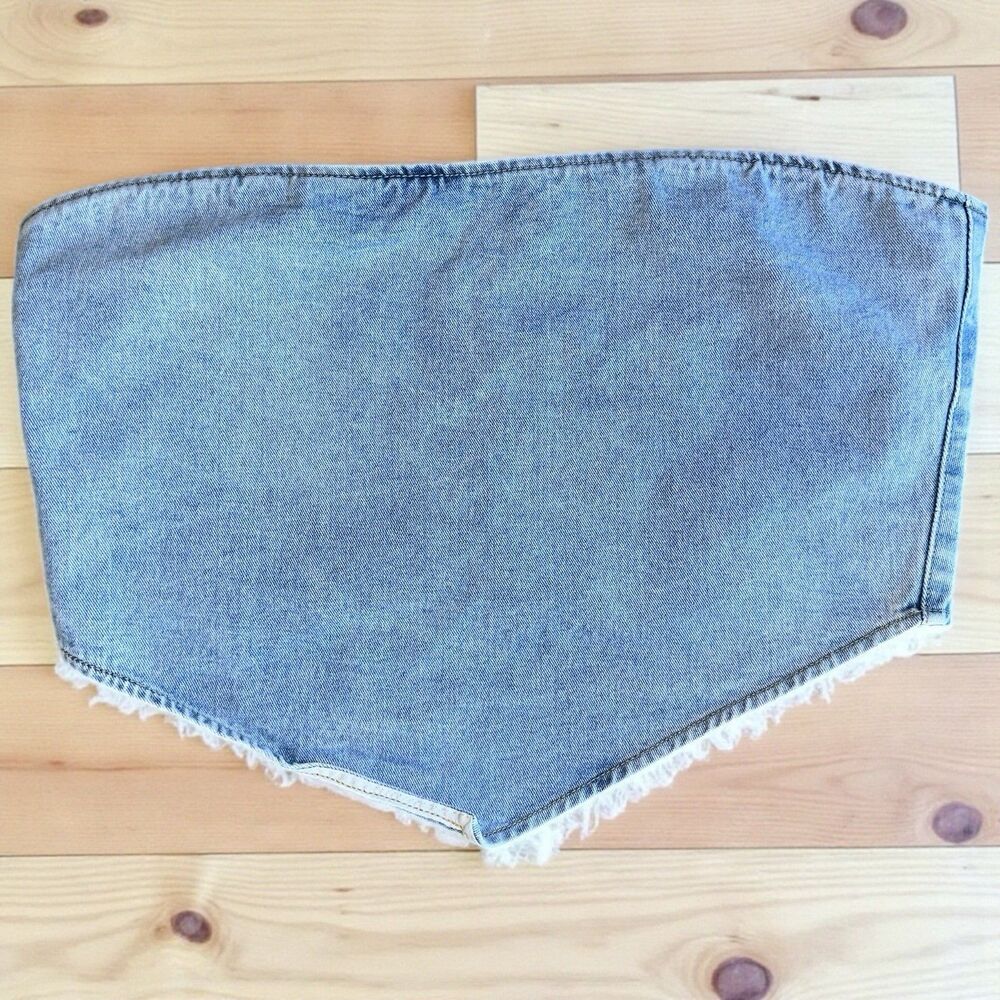 PrettyLittleThing Plus Denim Corset Tube Top Size 14 Y2K Streetwear